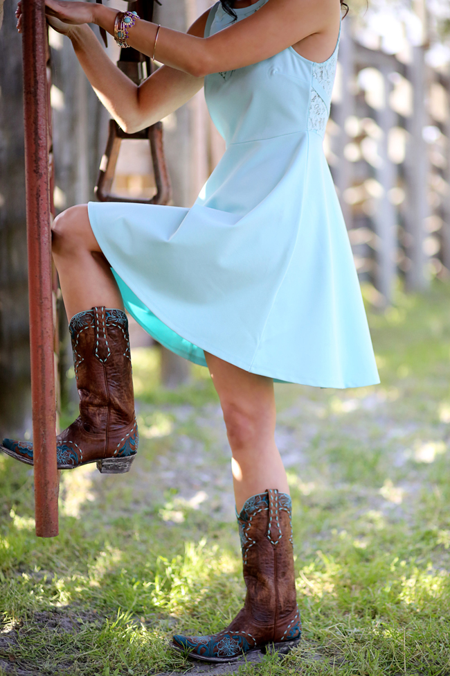 Old Gringo Boots and Turquoise Dress