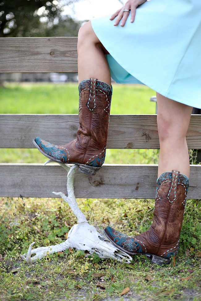 Old Gringo Brown and Turquoise Cowboy Boots