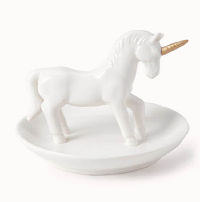 Forever 21 White and Gold Unicorn Ring Dish