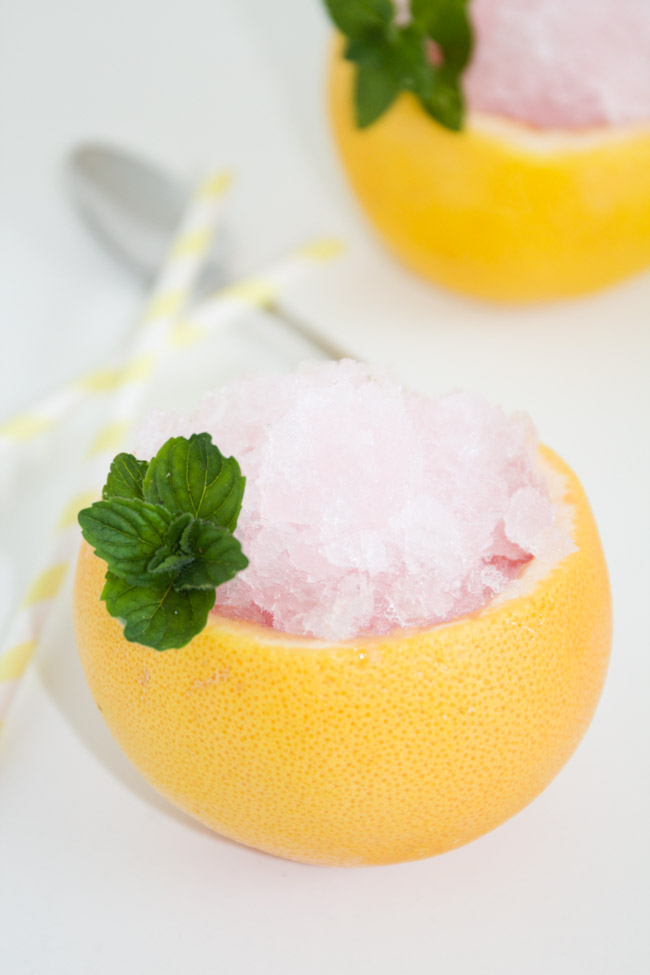 Frozen Ruby Red Citrus Slush with Mint Leaves