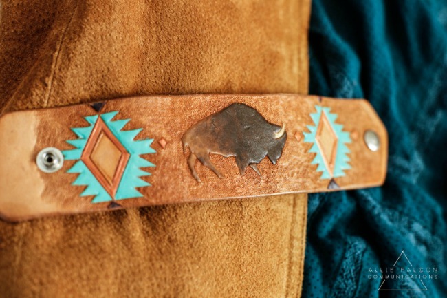 Leather Buffalo Cuff by Allie Falcon Communications
