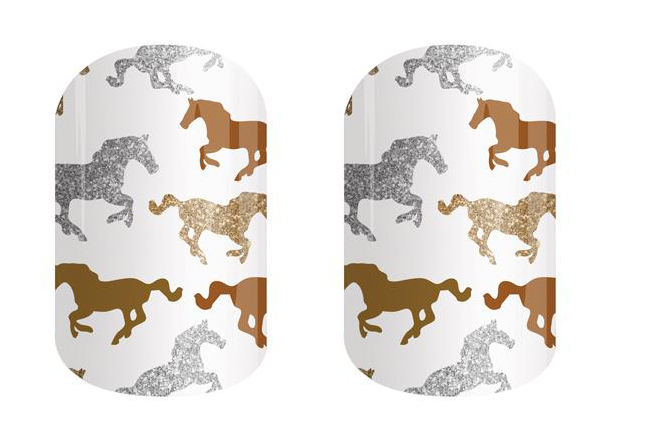 Silver and Gold Horse Print Nail Wraps
