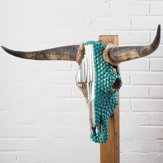 Southwest Turquoise and Metallic Cow Skull