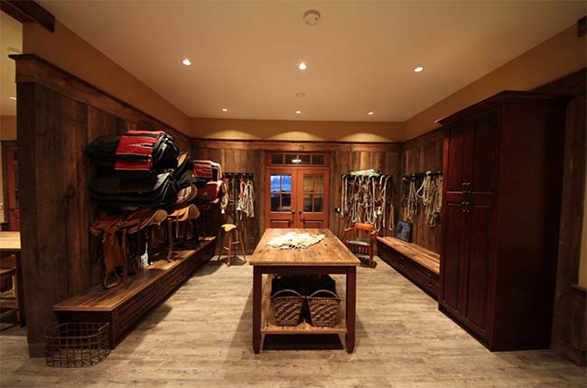 Spacious and stunning wooden tack room