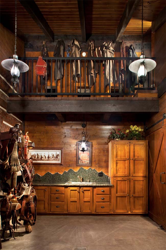 Stunning wooden two story tack room