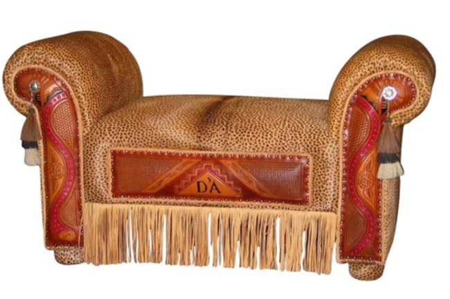 Custom Leather Bench from Rustic Artistry