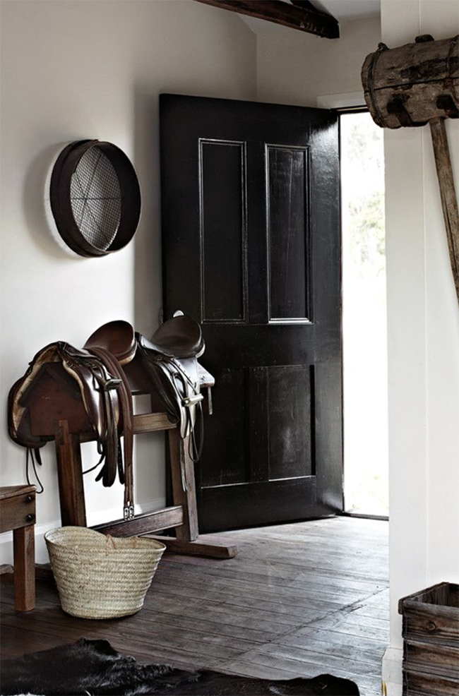 English saddles in the entryway