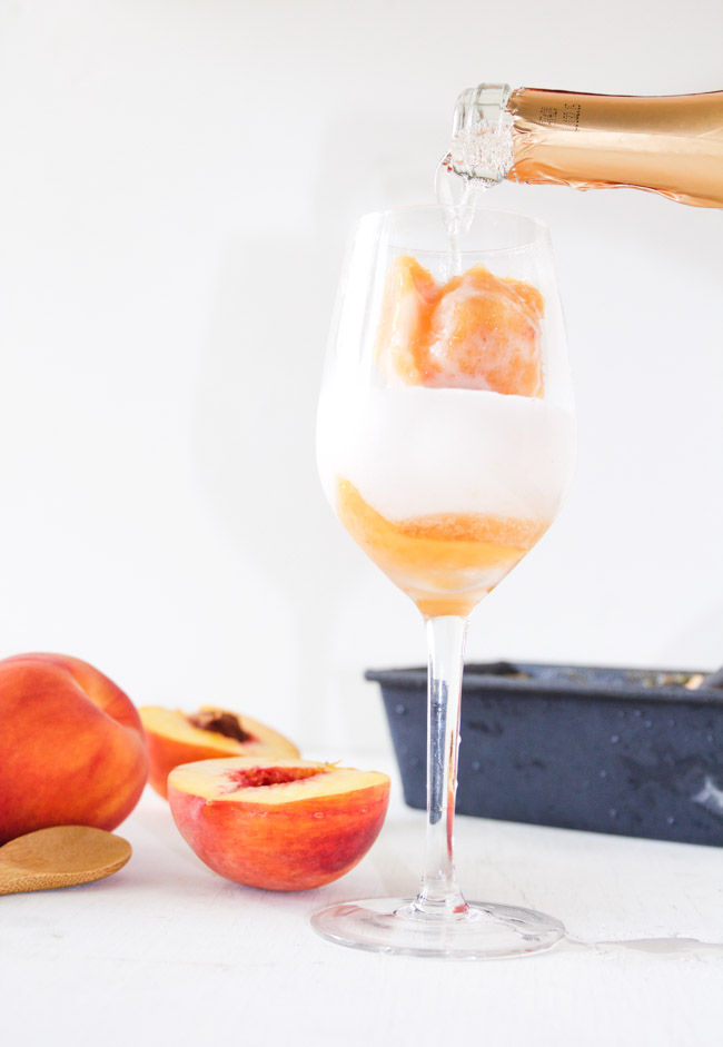 Fresh Peach Sorbet and Sparkling Peach Moscato