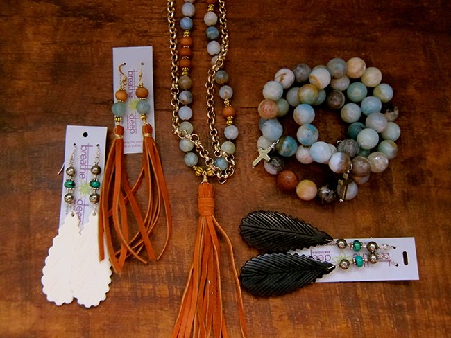 Fringe and bone jewelry pieces