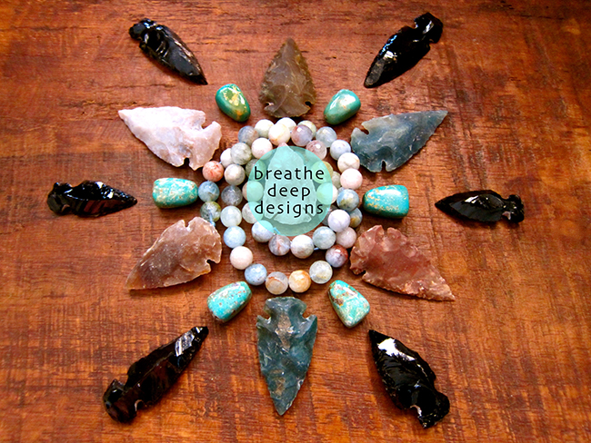 Precious Stones and Arrowheads from Breathe Deep Designs
