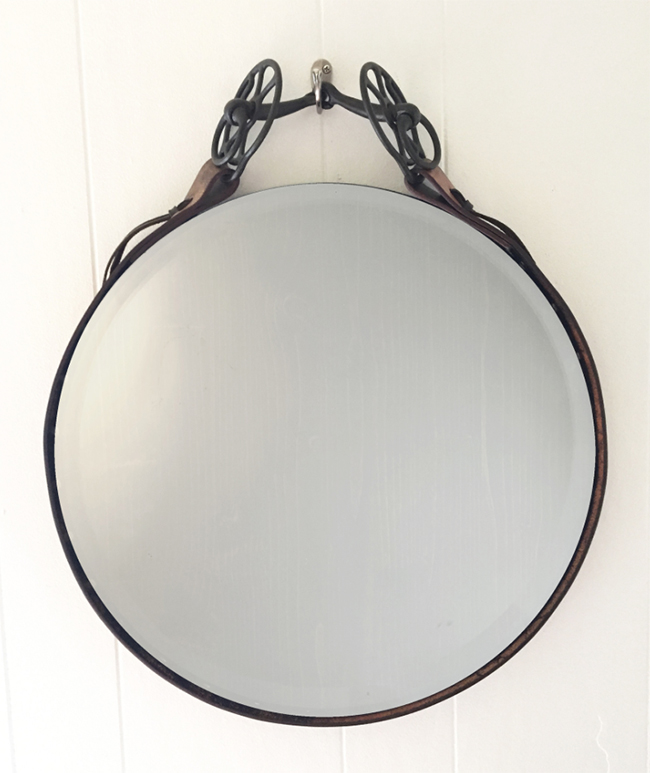 1800 Leather Equestrian Mirror with Antique Iron Bit