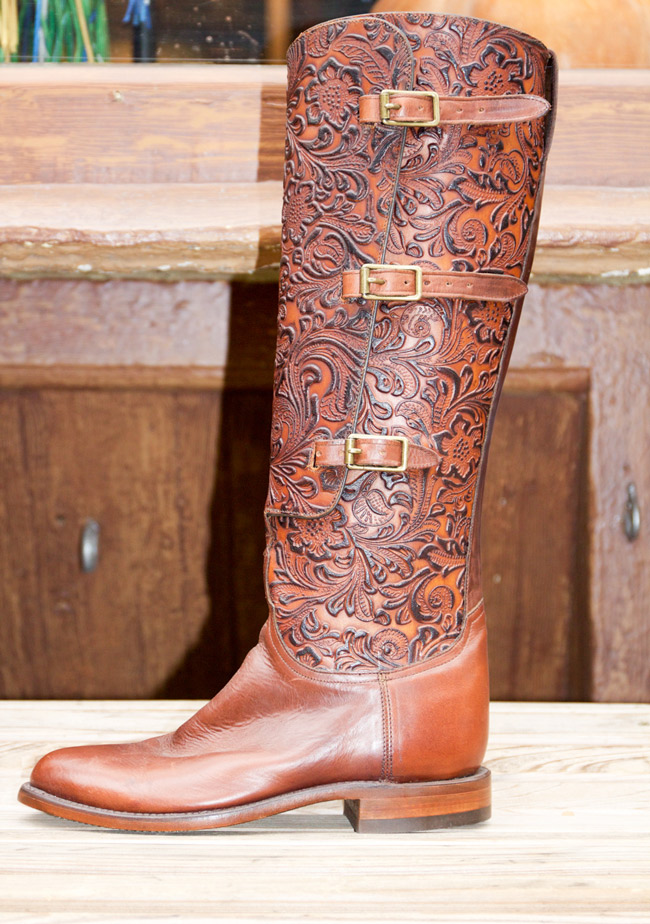 Beautiful brown leather and carved Lucchese boots