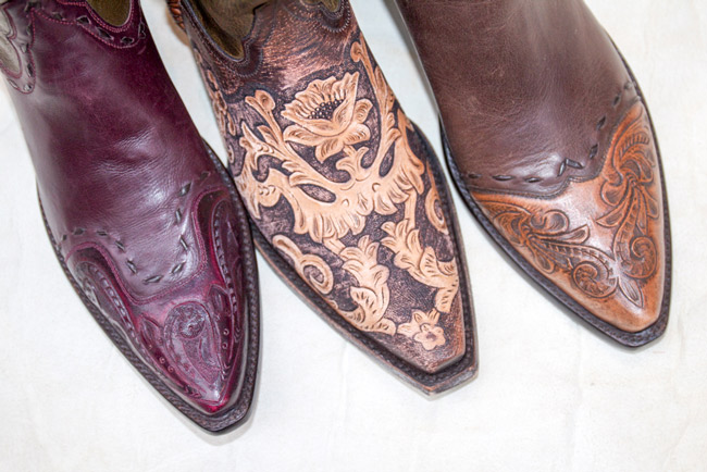 Brown snip toe cowboy boots