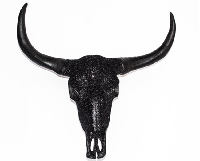 Gem Skulls Black Glitter Encrusted Steer
