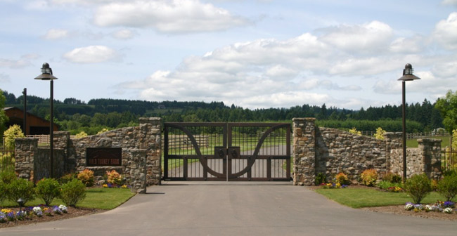 Stone and metal gate entry