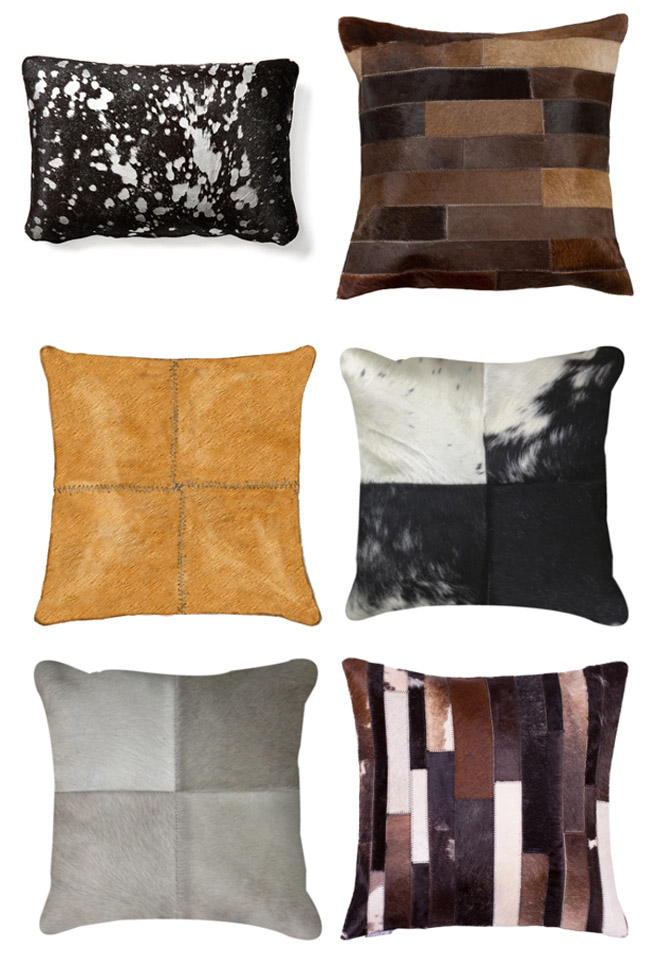 Beautiful non traditional cowhide pillows for the home