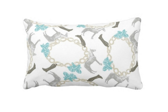 Charmed Equestrian Print Pillow in Tiffany Bow