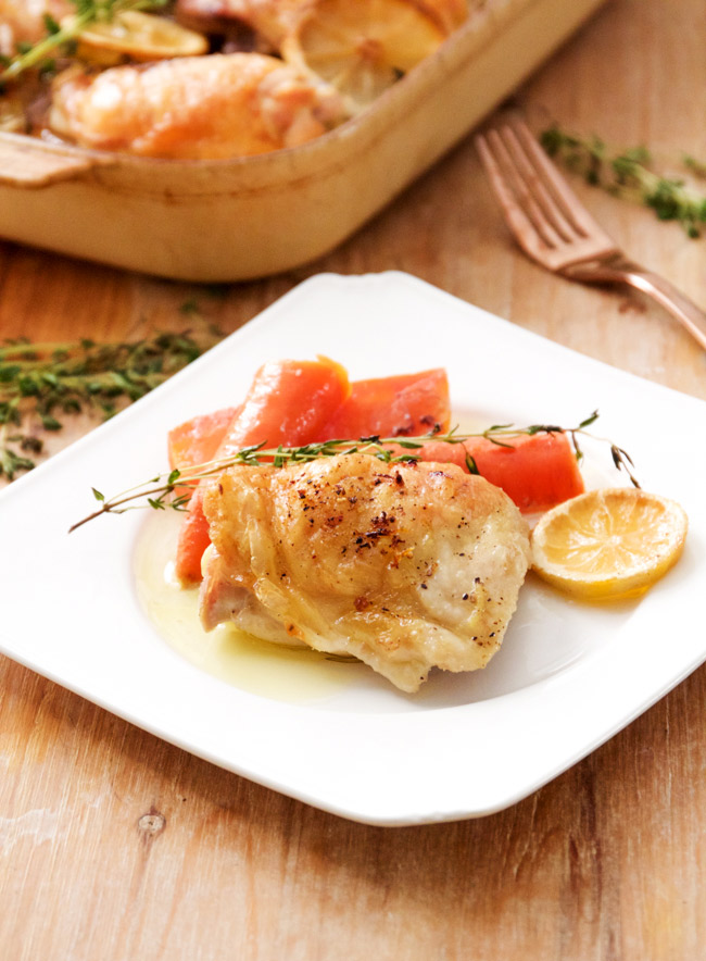 Oven baked lemon chicken with carrots