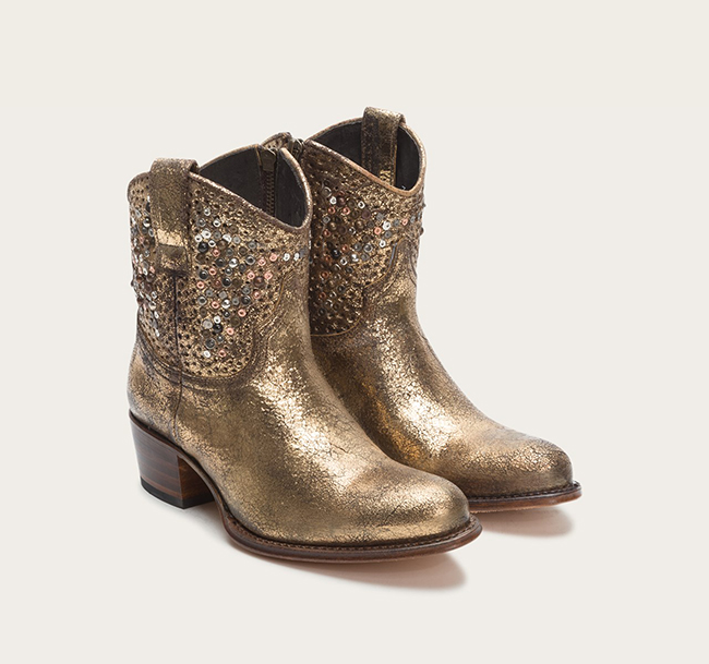 Metallic Gold Studded Shorty Boots by Frye
