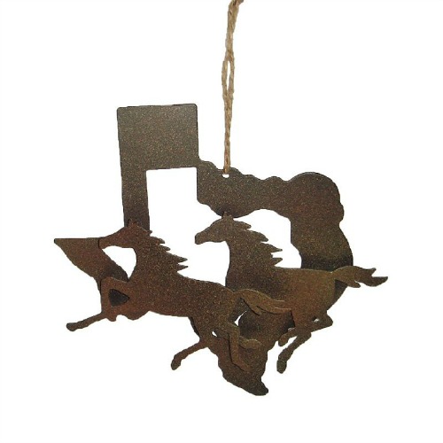 Rust running horses Texas ornament