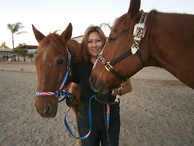 Candice and her Quarter horses