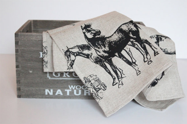 Linen horse tea towels