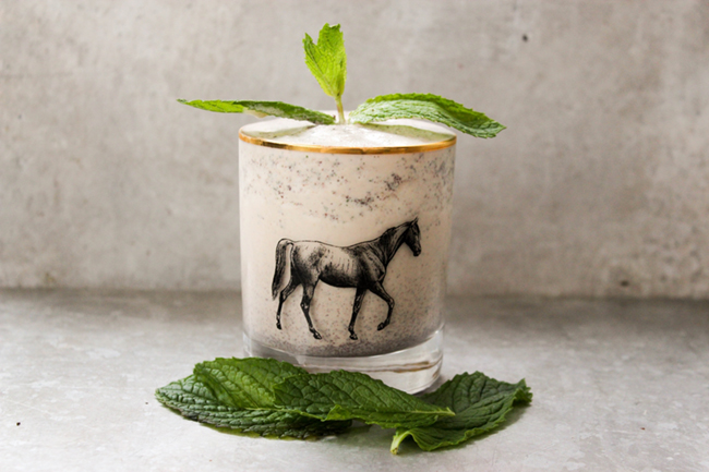 Mint Julep Milkshake with Vintage Horse Glass