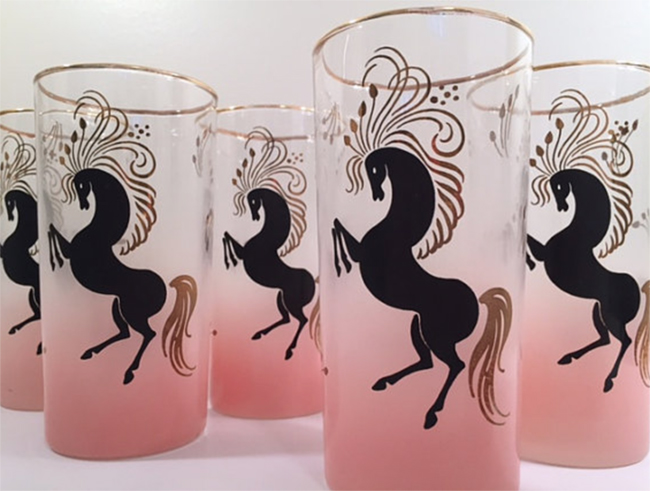 pink mid-century horse glasses