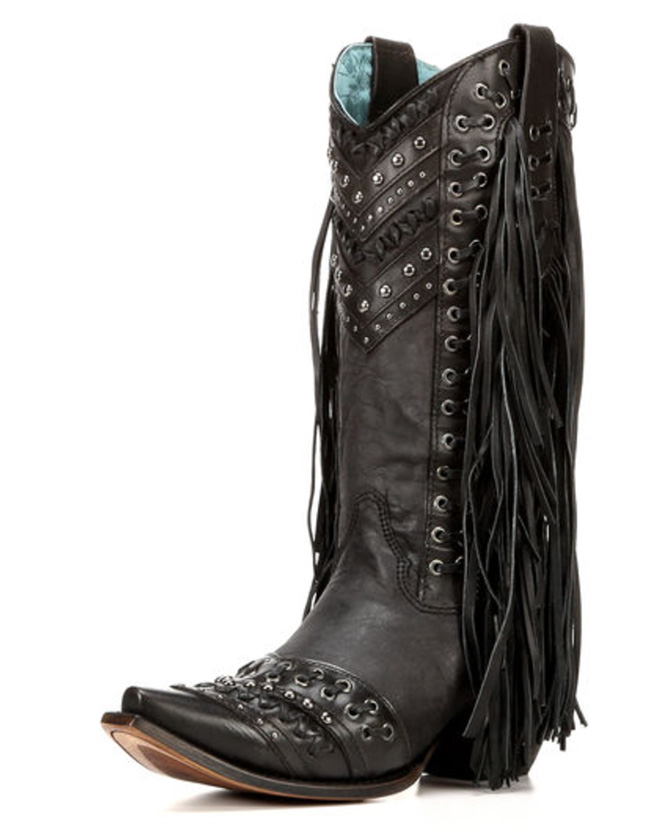 Corral black fringe cowboy boots