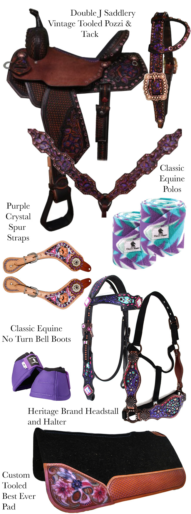 Purple tack for the barrel racer