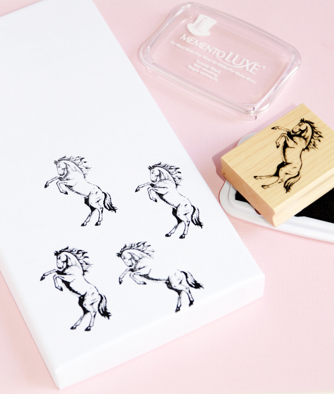 Stamping storage boxes with horse stamps