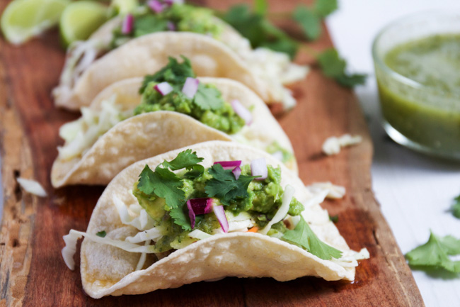 Tacos with pineapple salsa verde