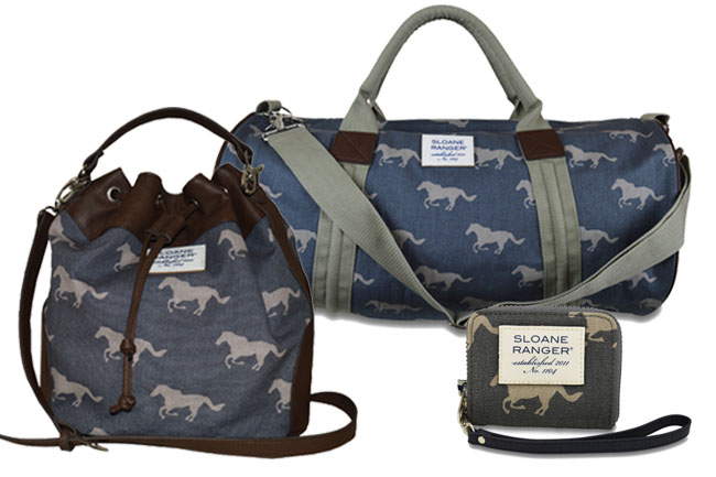Blue and grey horse print bags from Sloane Ranger