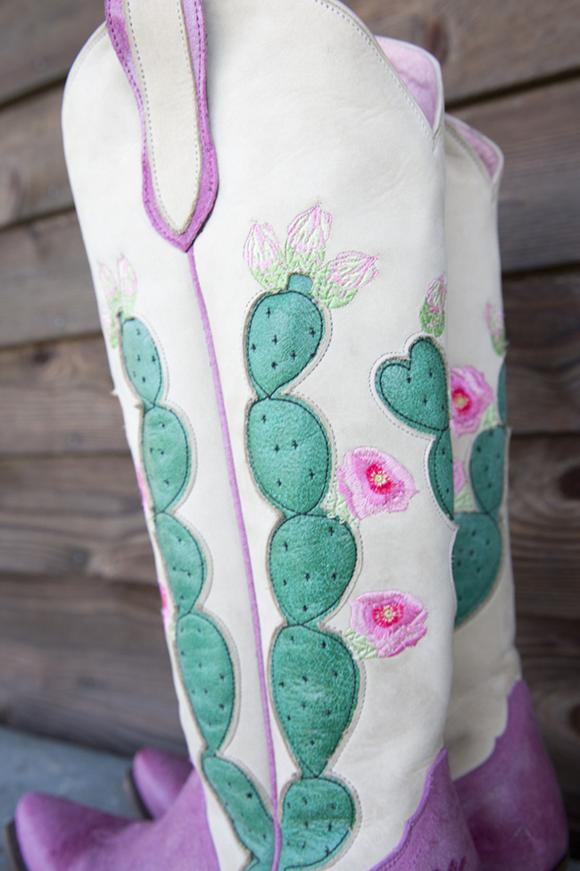 Retro pink cactus boots by Junk Gypsy