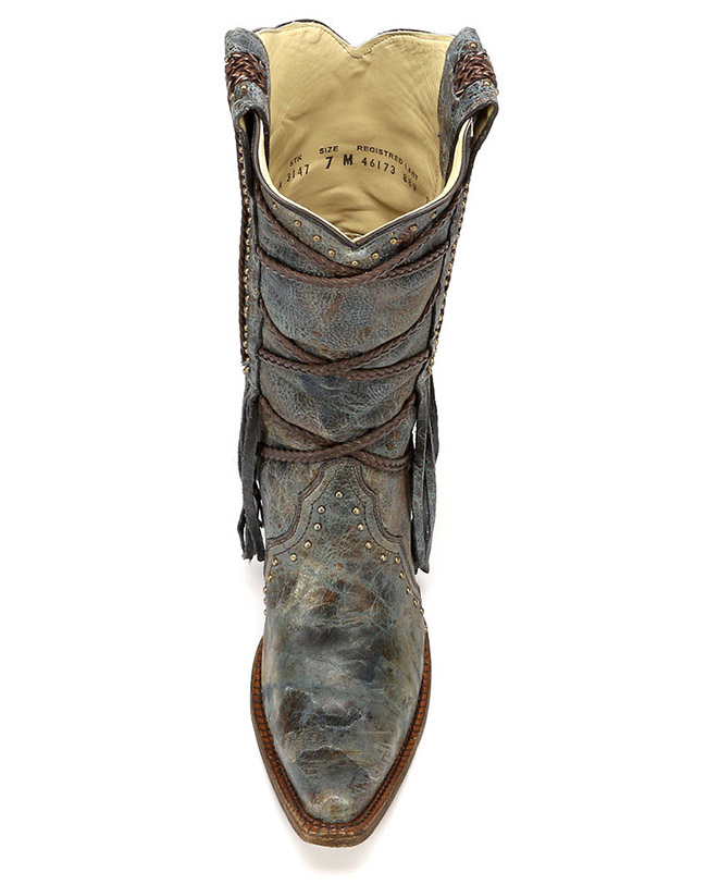 Corral fringe overlay cowboy boots