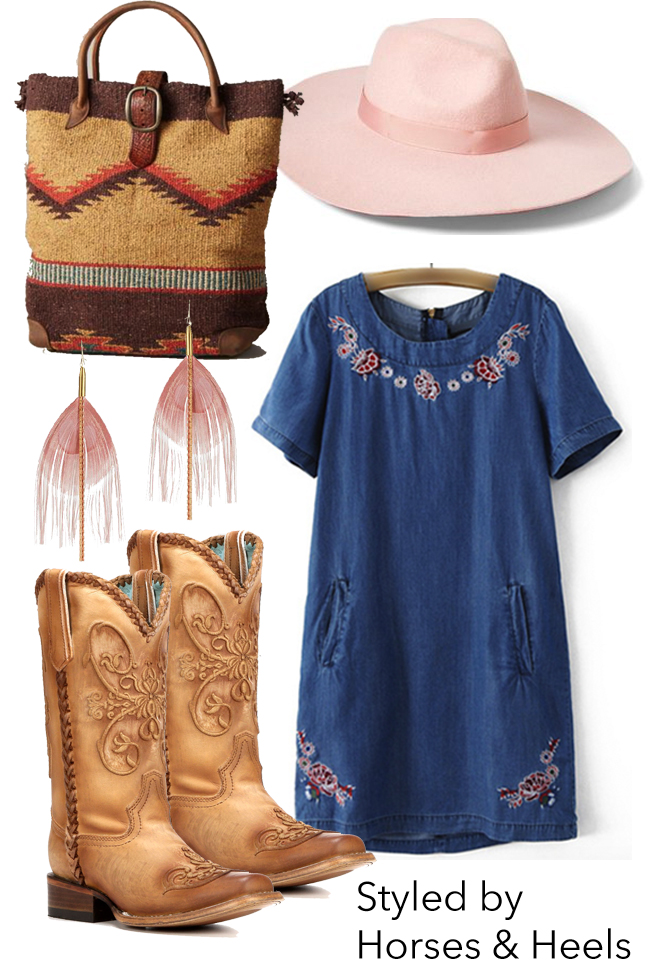 Pretty in pink summer style with brown cowboy boots