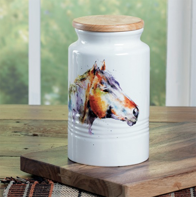Colorful horse canister