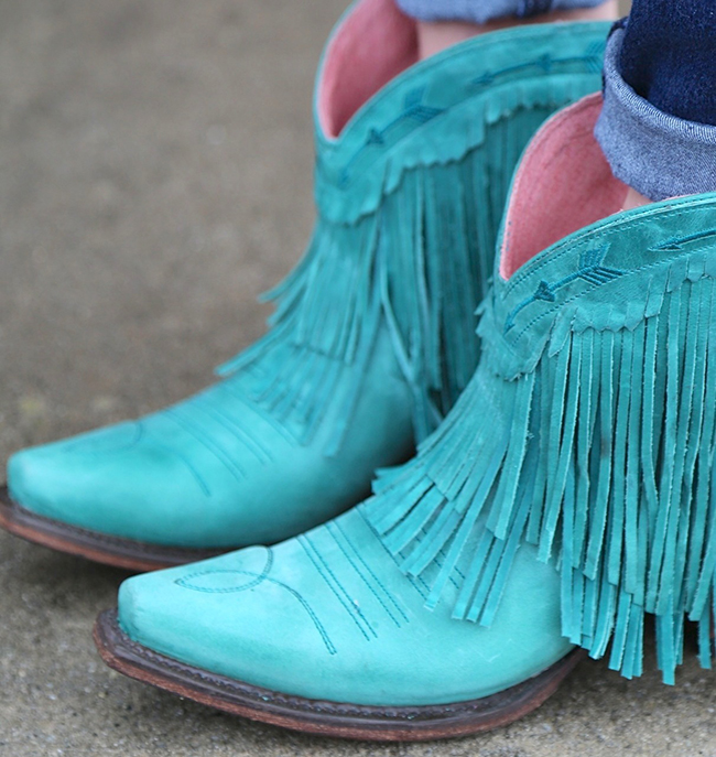 Junk Gypsy by Lane Spitfire turquoise fringe boots