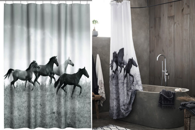cute and affordable horse print shower curtain