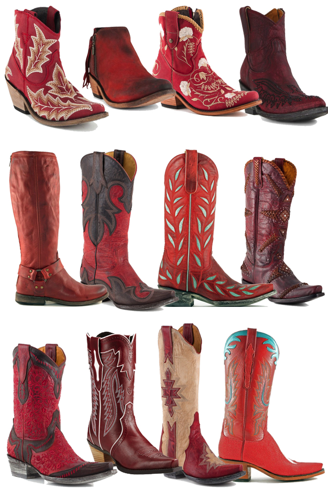 12 pairs of red cowboy boots you need