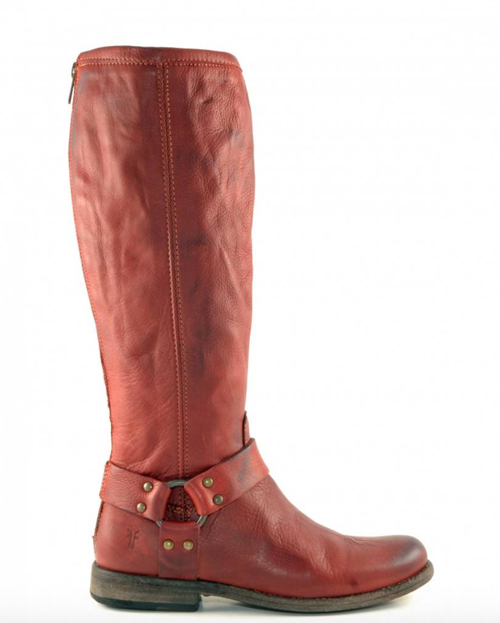 Frye harness boots in red