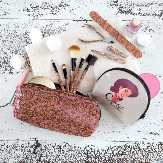 cowgirl makeup pouch and accessories