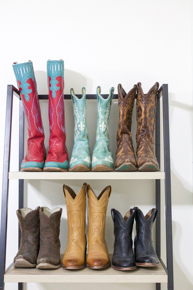 cowboy boots on the shelf