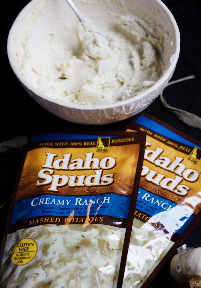Idaho Spuds Creamy Ranch Mashed Potatoes with goat cheese, sage, and garlic