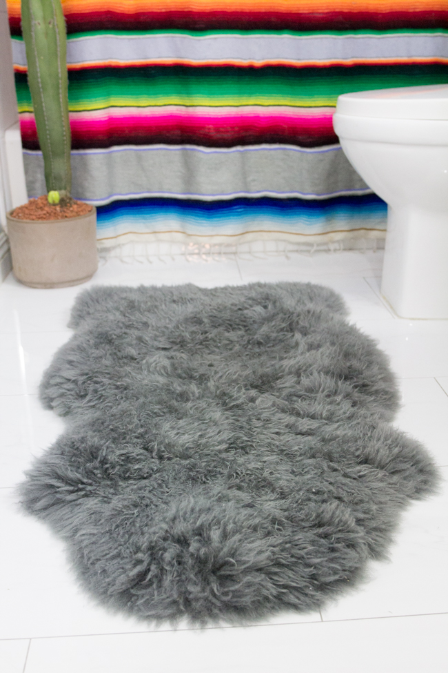 gray sheepskin rug