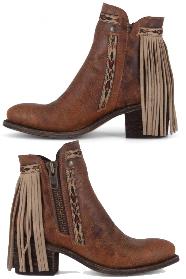 brown corral fringe ankle boots