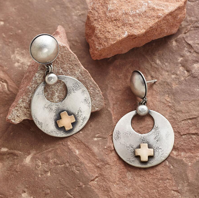 silver cross earrings