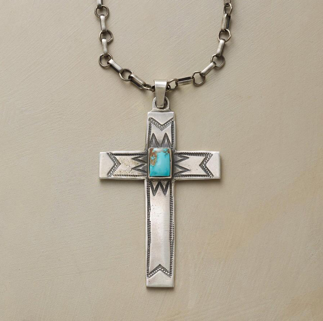 turquoise and silver cross