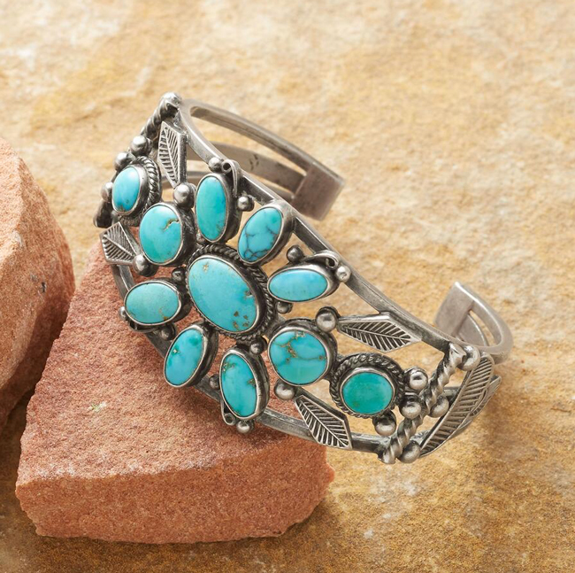 turquoise and silver cuff