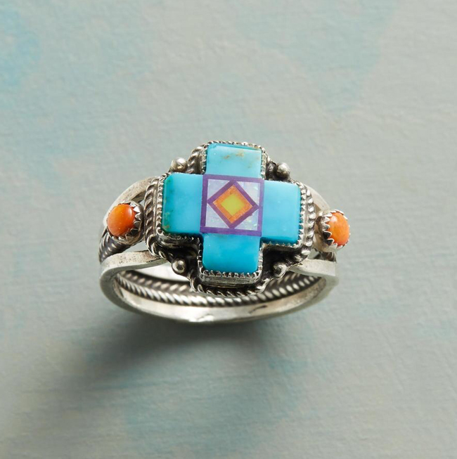 turquoise cross ring